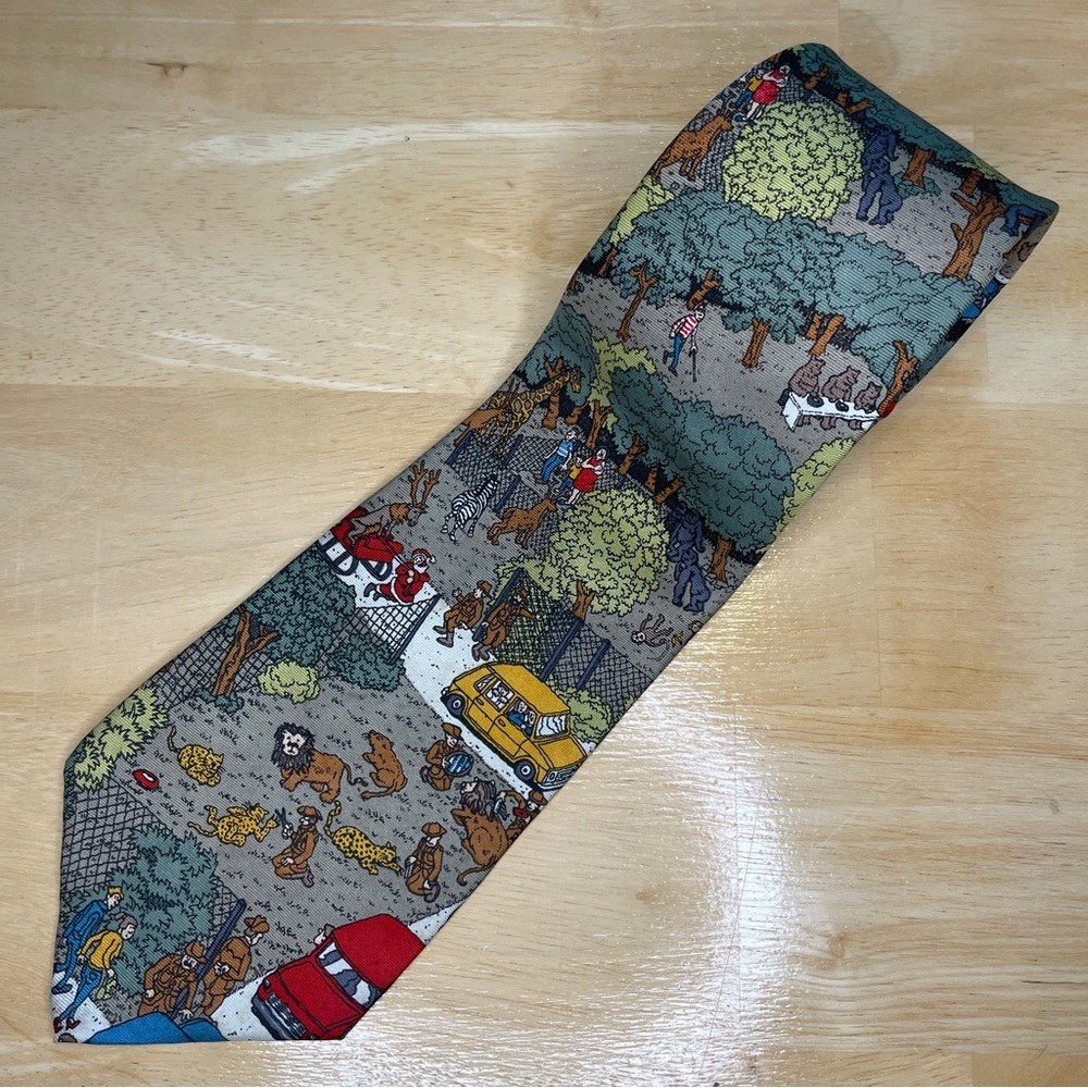 Vintage Where’s Waldo 1992 Martin Handford By Schreter Silk Tie - Multicolored